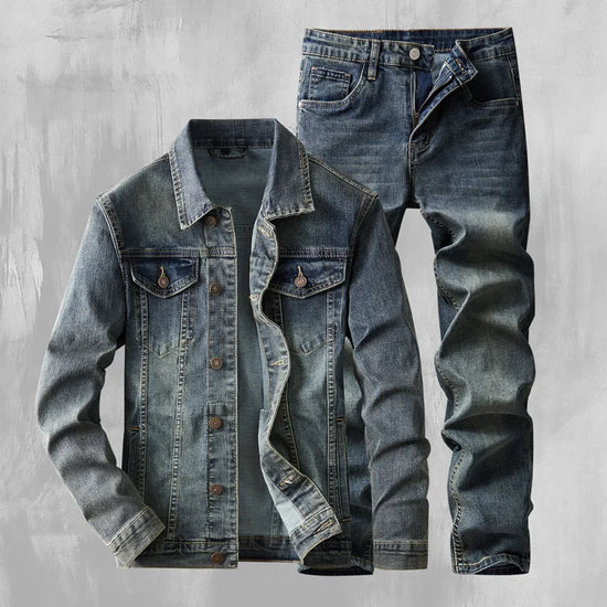2024 Autumn/Winter  New American Denim Cowboy Set Classic Simple Versatile Washed and Elastic Jacket Jean clothes for men