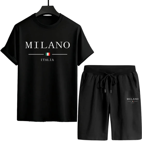 Italy Print T-shirt and Shorts Men&